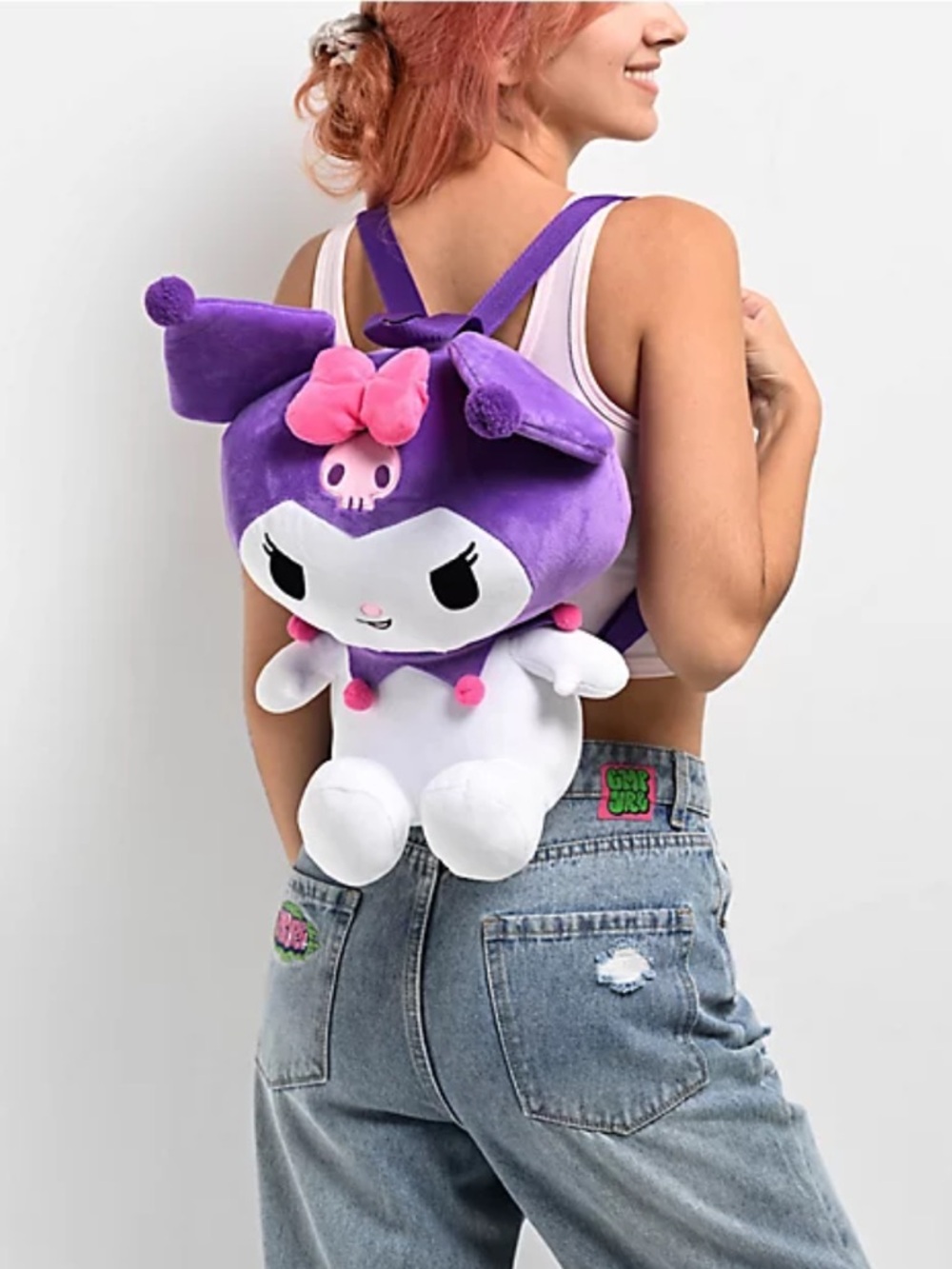 Sanrio Kuromi Plush Backpack - Purple, White & Pink